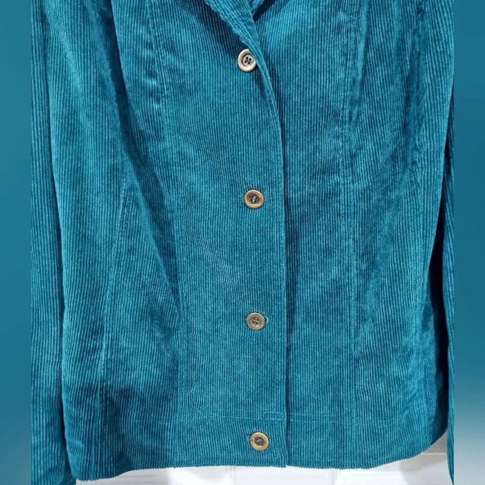 RQT Teal Blue Corduroy Double Lapel Lightweight Jacket in Size XL - Picture 4 of 11